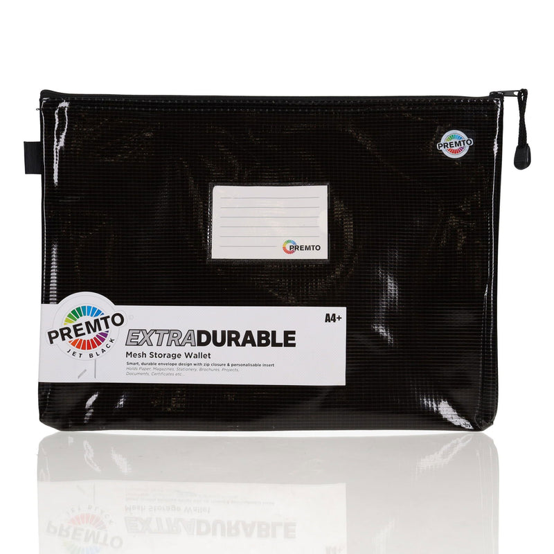 Premto A4+ Extra Durable Mesh Wallet with Zip - Jet Black