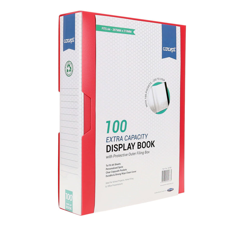 Concept A4 Display Book - Red- 100 Pockets