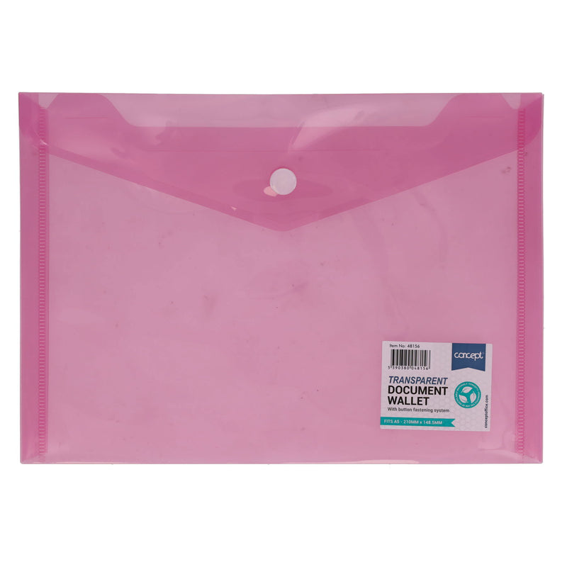 Concept A5 Button Wallet - Pink
