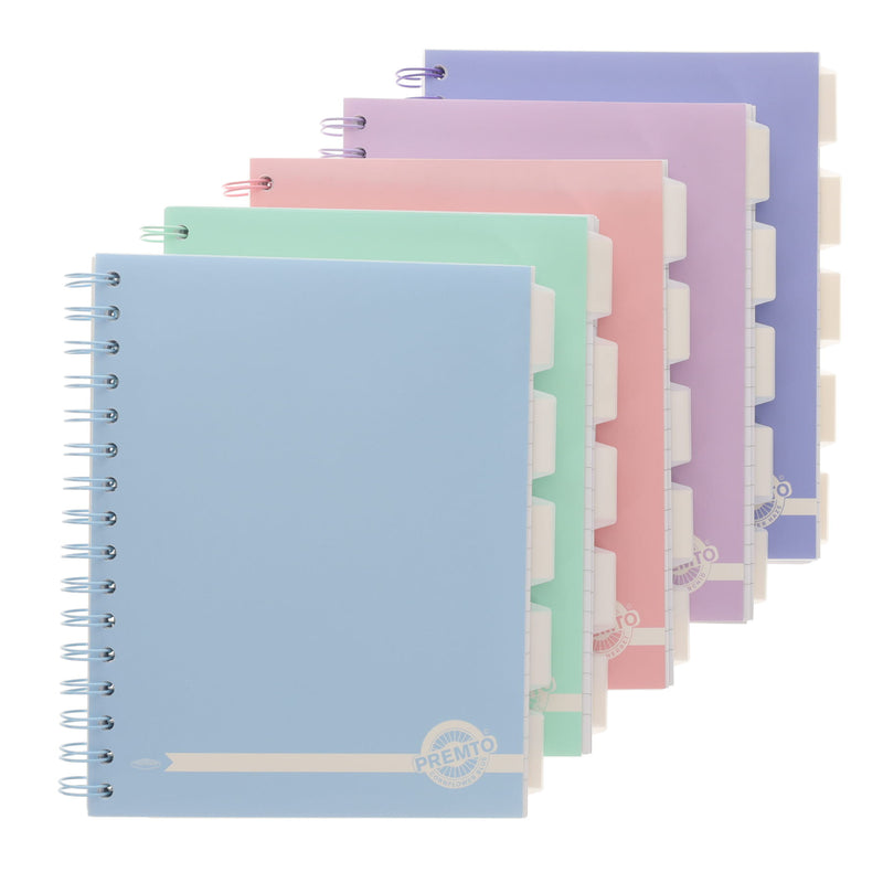 Premto Pastel A5 Wiro Project Book - 5 Subjects - 250 Pages - Heather Haze