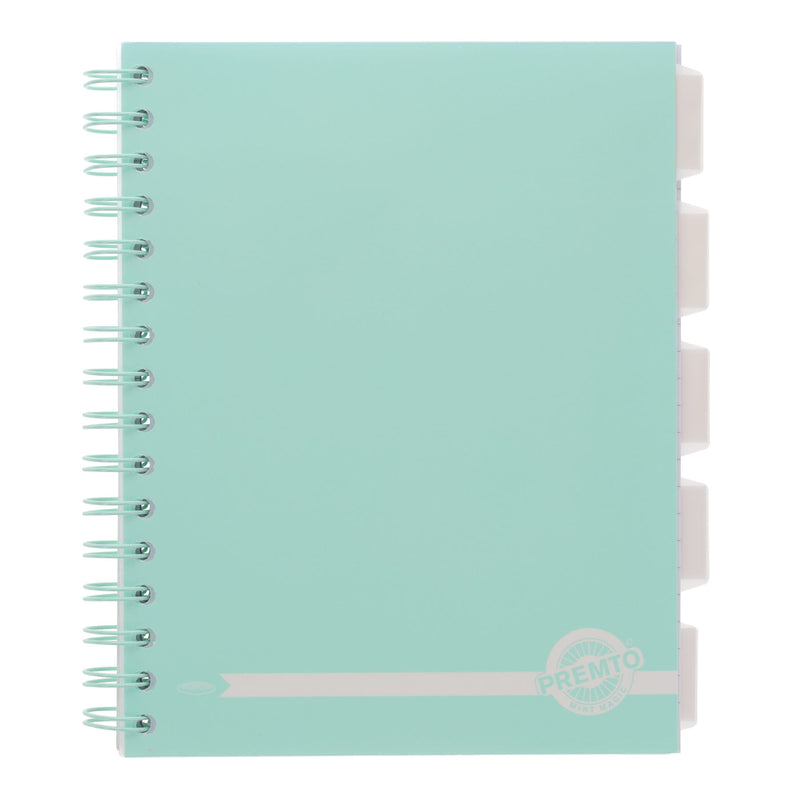 Premto Pastel A5 Wiro Project Book - 5 Subjects - 250 Pages - Mint Magic