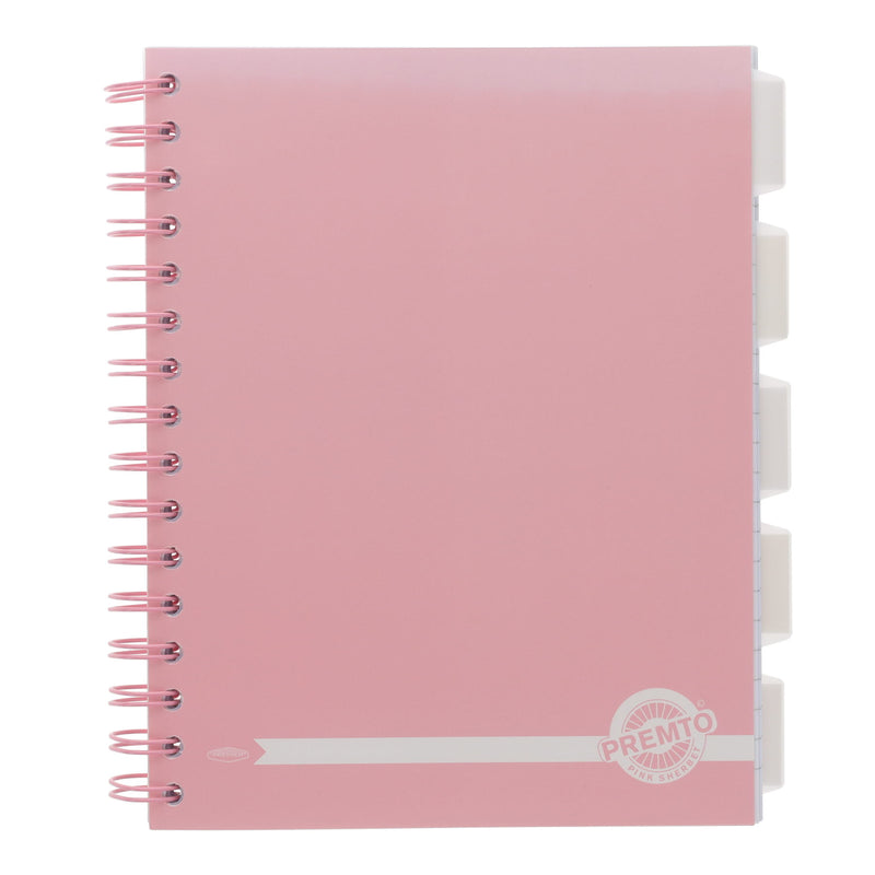 Premto Pastel A5 Wiro Project Book - 5 Subjects - 250 Pages - Pink Sherbet
