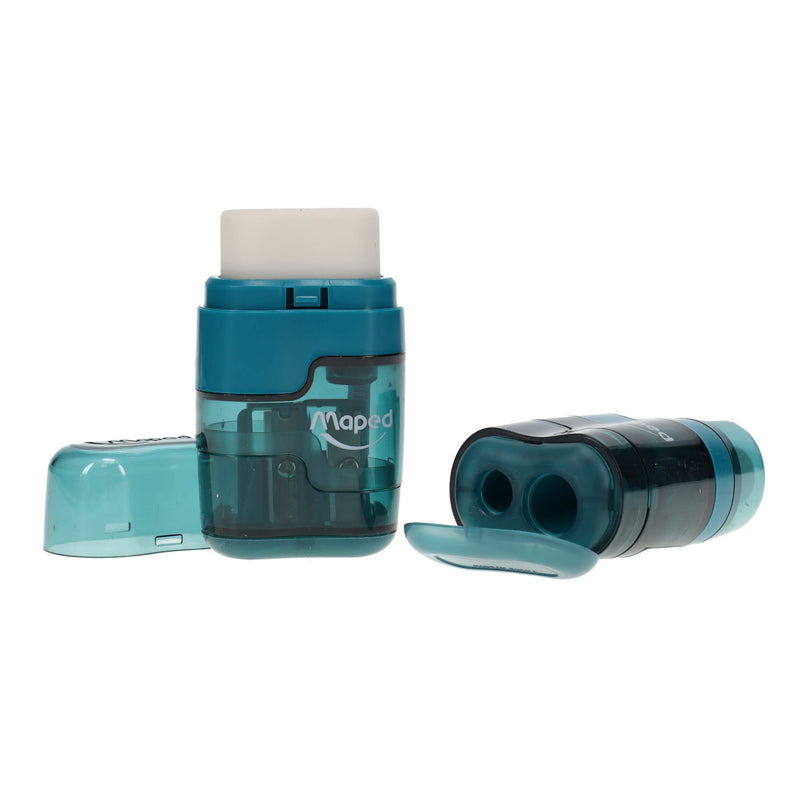 Maped Duo Connect Twin Hole Sharper & Eraser - Translucent Green