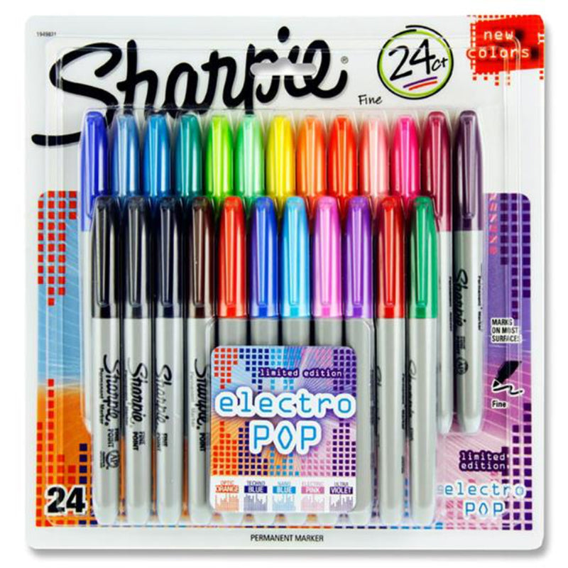 Sharpie Fine Markers - Electro Pop - Pack of 24