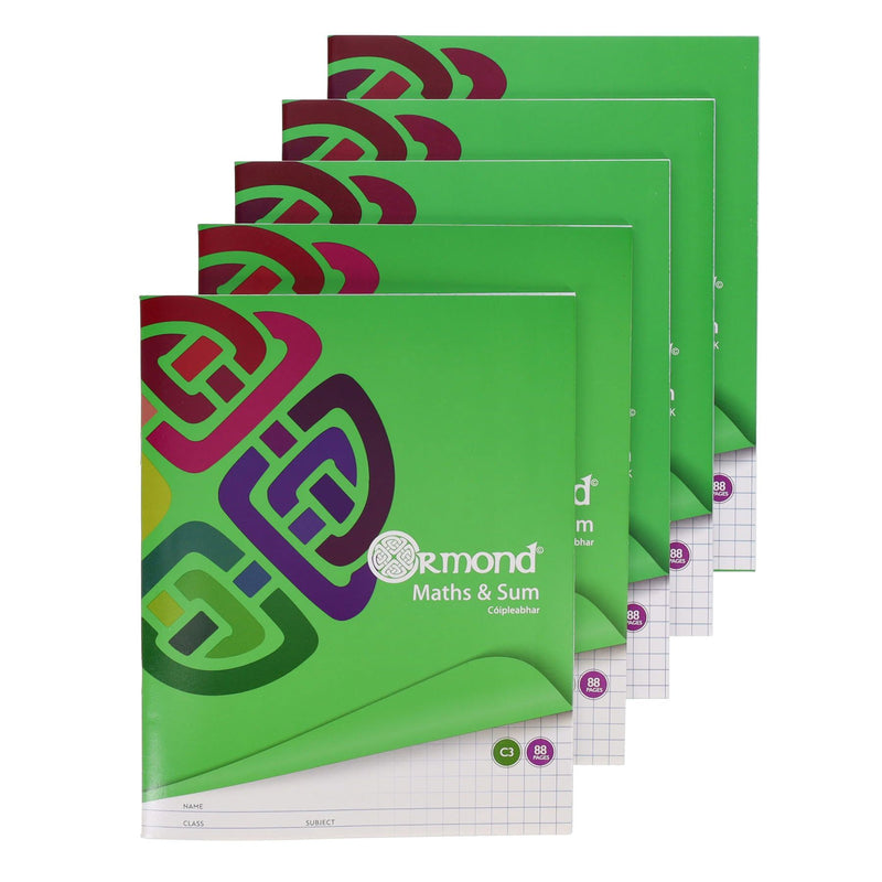 Ormond Multipack | C3 Sum Copies - Squared Paper - 88 Pages - Pack of 5