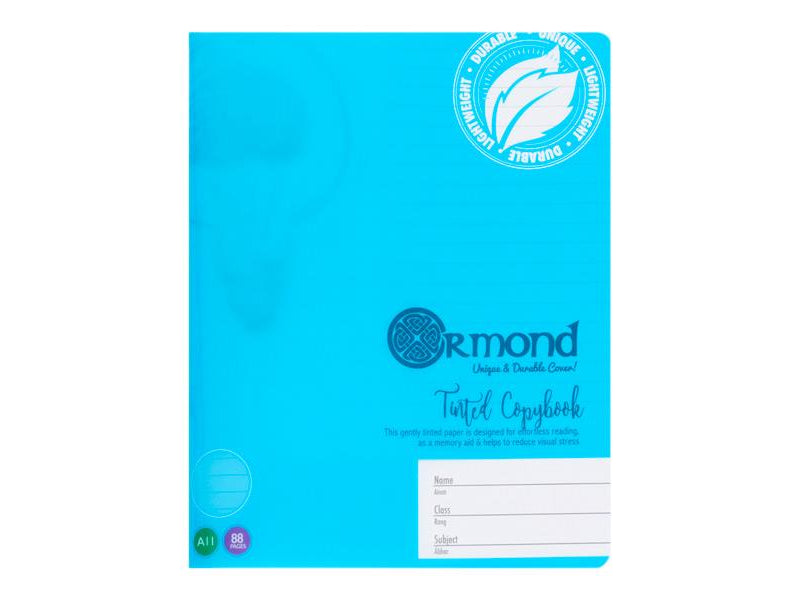 Ormond A11 Visual Aid Durable Cover Tinted Copy Book - 88 Pages - Blue