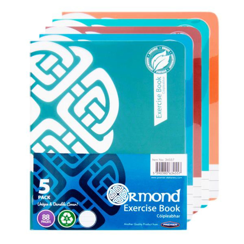 Ormond Multipack | Durable Cover Exercise Book - 88 Pages - Pack of 5