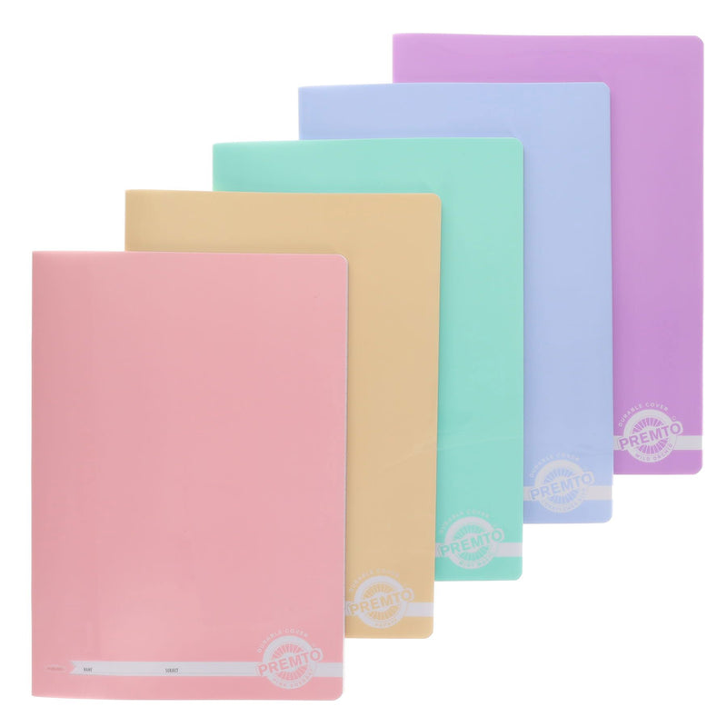 Premto Pastel Multipack | A4 Durable Cover Manuscript Book - 120 Pages - Pack of 5