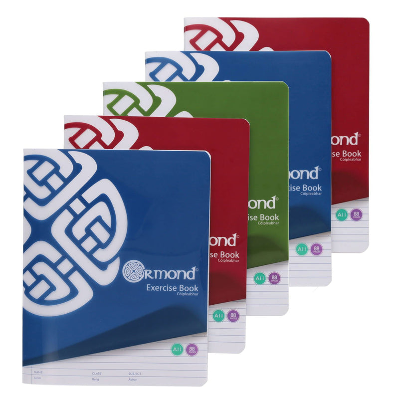 Ormond Multipack | A11 88Pg Durable Cover Exercise Copy Books - Bright - Pack of 5