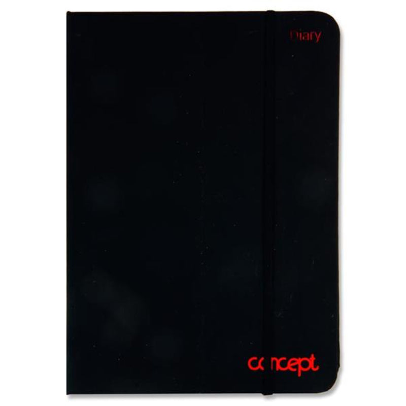 Concept A5 Undated Diary with Times & Notes - Page A Day - Black