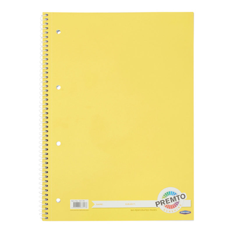 Premto A4 Spiral Notebook - 160 Pages - Sunshine Yellow