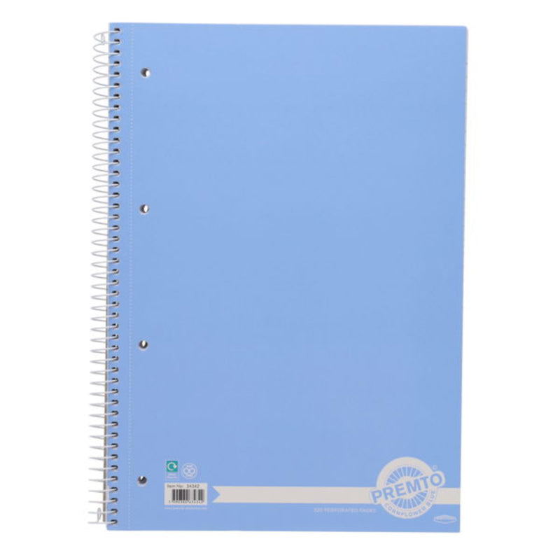 Premto Pastel A4 Spiral Notebook - 320 Pages - Cornflower Blue