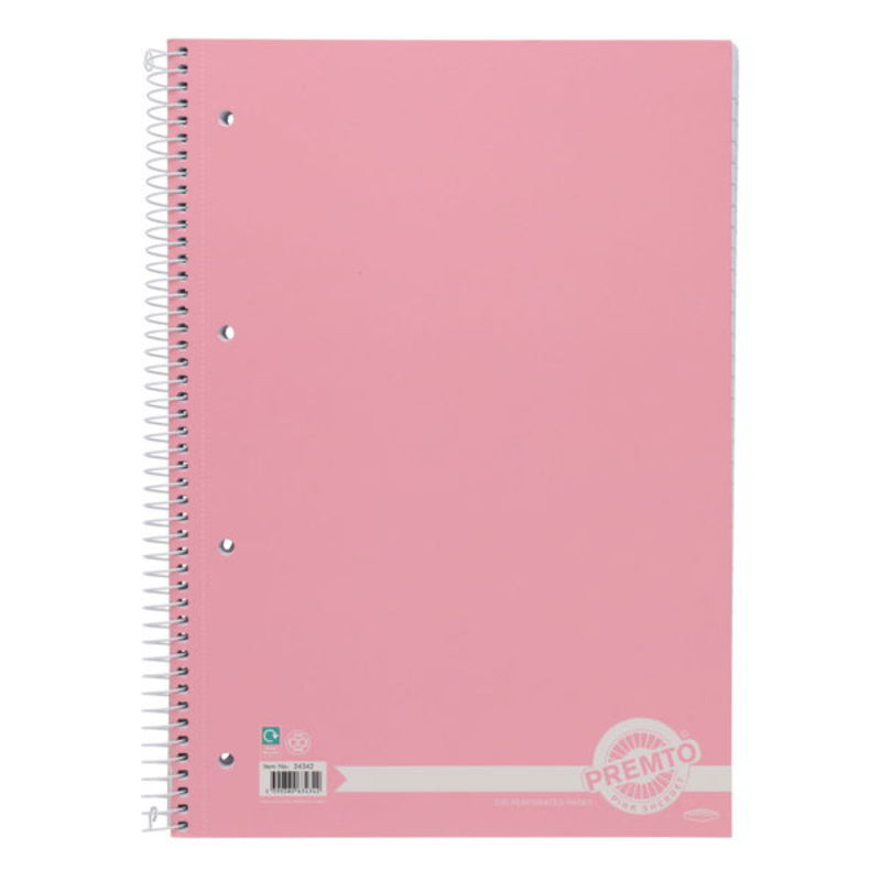 Premto Pastel A4 Spiral Notebook - 320 Pages - Pink Sherbet