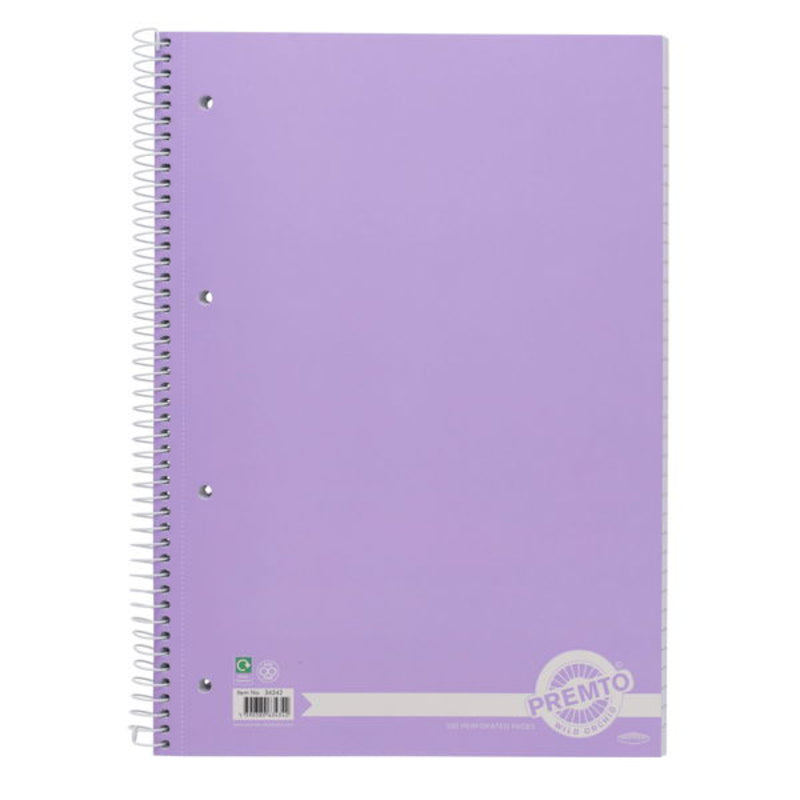 Premto Pastel A4 Spiral Notebook - 320 Pages - Wild Orchid