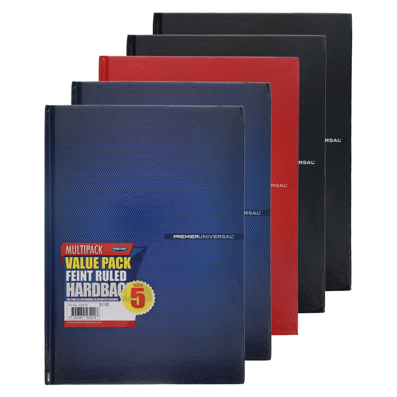 Premier Multipack | A4 Hardcover Notebook - 160 Pages - Bold - Pack of 5