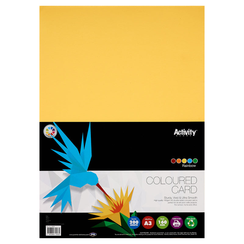 Premier Activity A3 Card - 160gsm - Rainbow - 200 Sheets