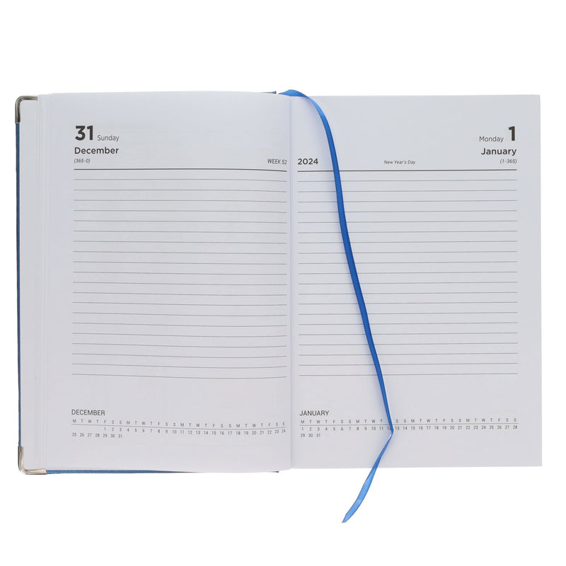 Premier 2024 A4 Desk Diary Bold - Page A Day - Blue