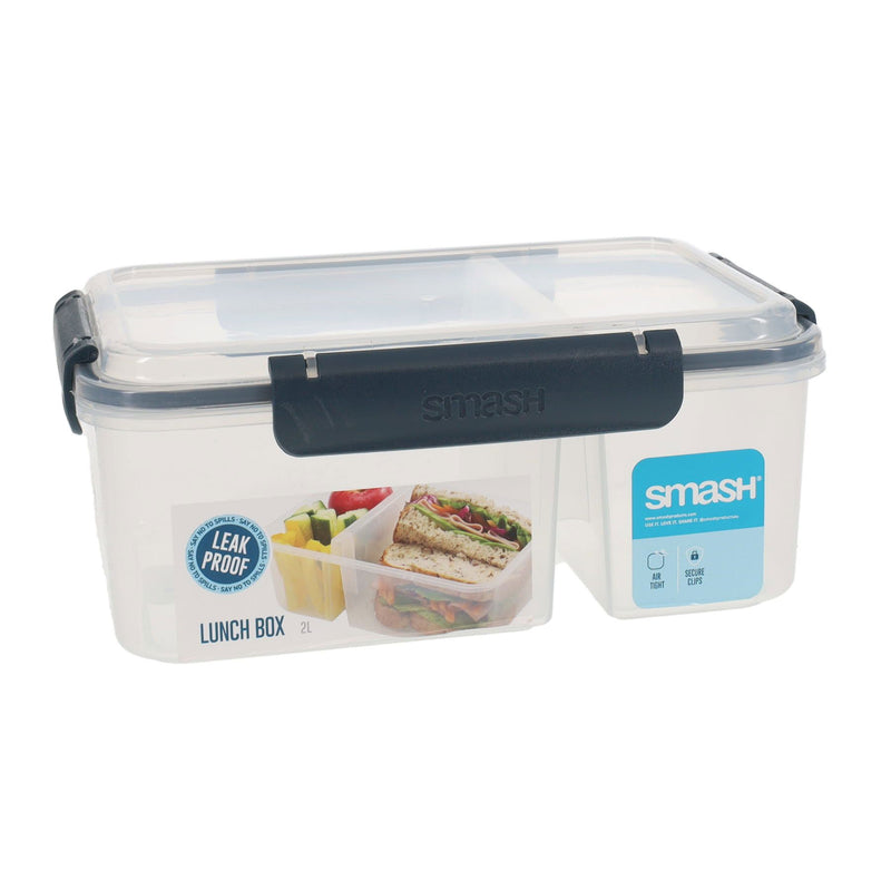 Smash Leakproof Divided Lunch Box - 2L - Black