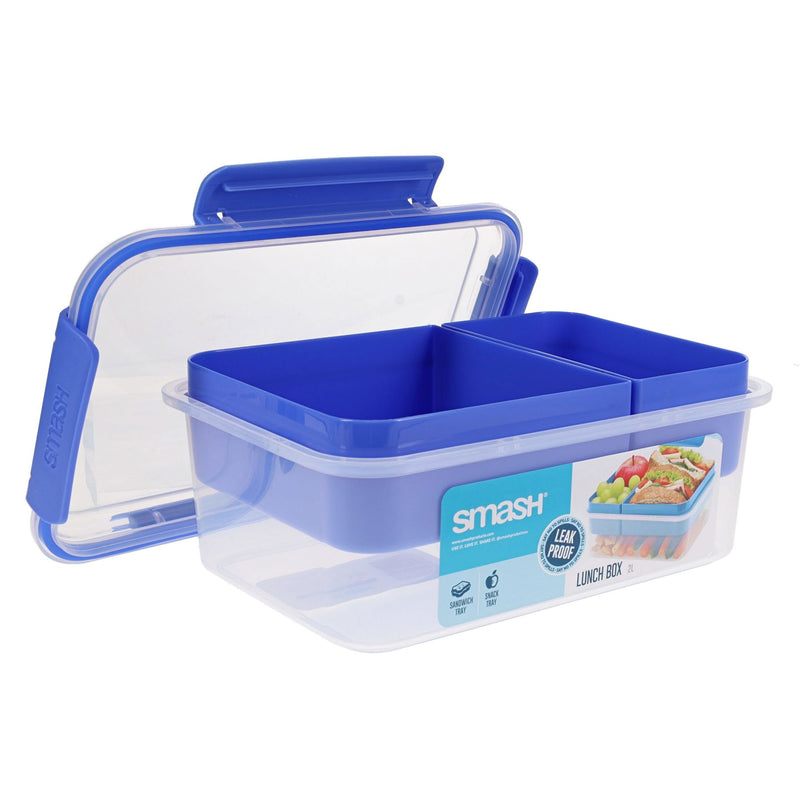 Smash Leakproof Clip & Seal Lunch Box - 2L - Blue