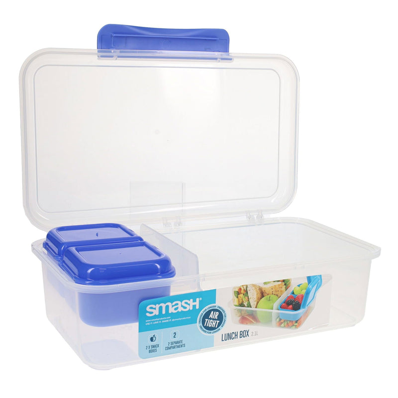 Smash Leakproof Box with Removable Compartment - 2.1L - Blue