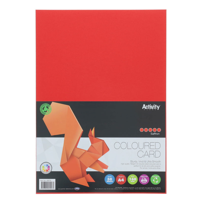 Premier Activity A4 Card - 160 gsm - Red Saffron - 50 Sheets