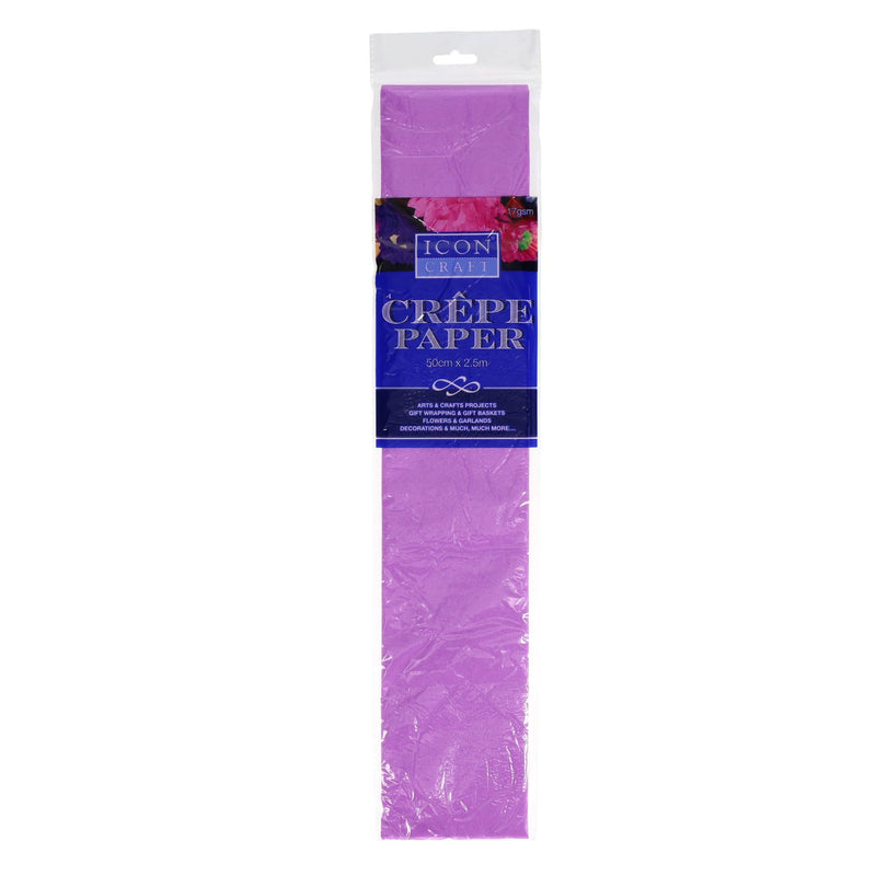 Icon Crepe Paper - 17gsm - 50cm x 250cm - Lilac