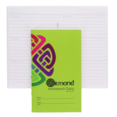 Ormond 165mm x 100mm Homework Diary Notebook - 84 Pages