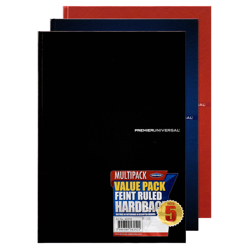 Premier Multipack | A4 Hardcover Notebook - 160 Pages - Bold - Pack of 5