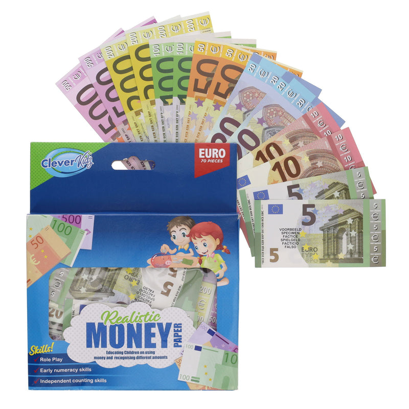 Clever Kidz Paper Euro Money Set - Pack of 70