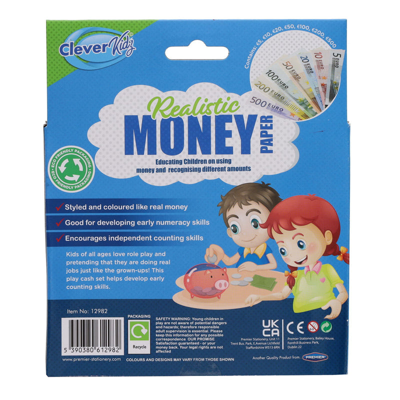 Clever Kidz Paper Euro Money Set - Pack of 70