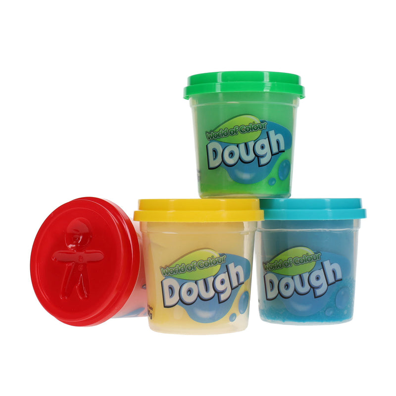 World of Colour Play Dough Pots with 4 Flat Moulds on Caps - Pack of 4