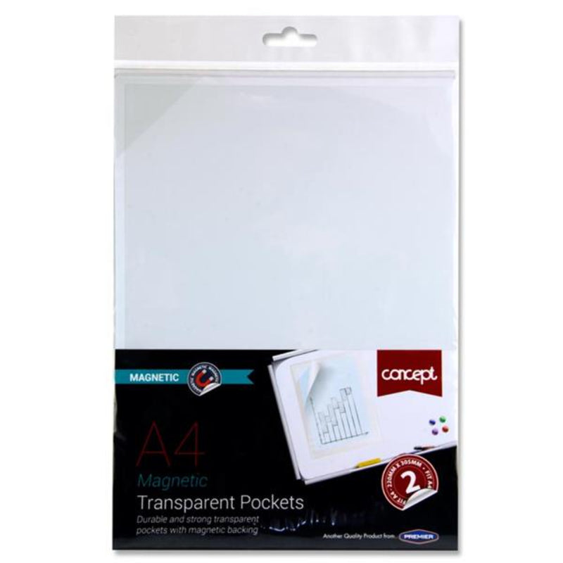 Concept A4 Magnetic Transparent Pockets - Pack of 2
