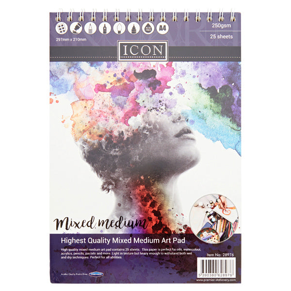 Icon A4 Mixed Medium Art Pad - 250gsm - 25 Sheets