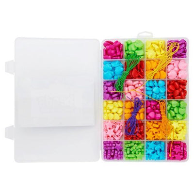 Crafty Bitz Set of Beads in Various Shapes & Colours with String - Box of 24