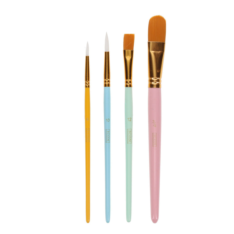 Icon Nylon Paint Brushes - Round - Pack of 4