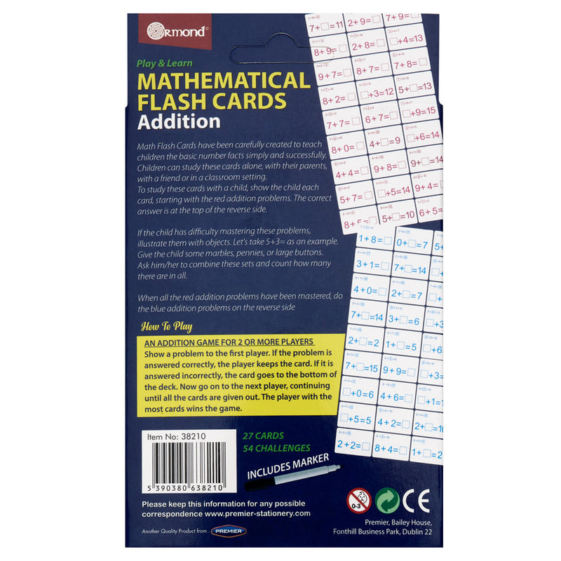 Ormond Mathematical Flash Cards - Addition - Pack of 27