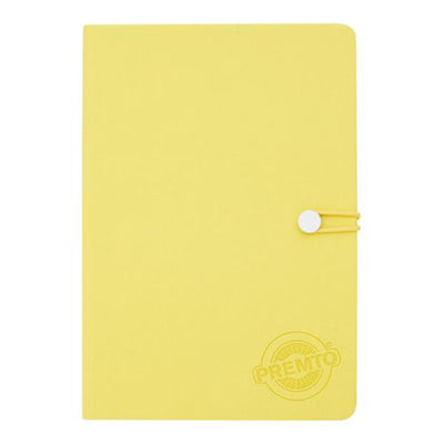 Premto Pastel A5 PU Leather Hardcover Notebook with Elastic Closure - 192 Pages - Primrose Yellow