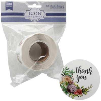 Icon Occasions Stickers Thank You - 500 pieces Floral