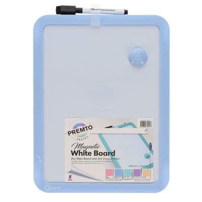 Premto Magnetic White Board With Dry Wipe Marker - Cornflower Blue - 285x215mm