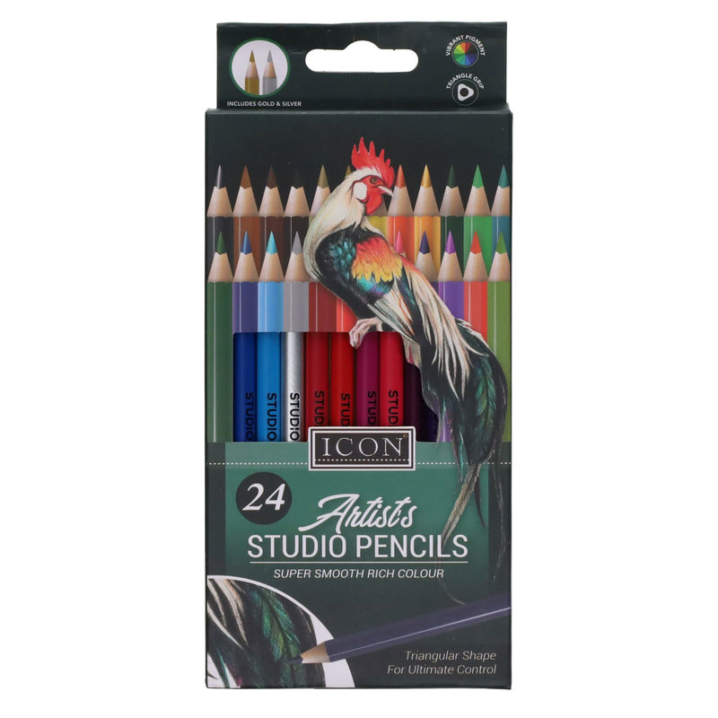 Icon Artists Studio Triangular Colouring Pencils - Pack of 24