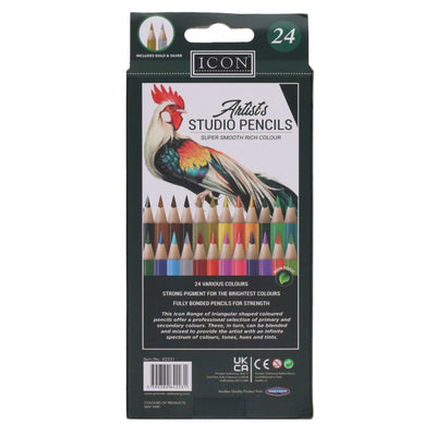 Icon Artists Studio Triangular Colouring Pencils - Pack of 24