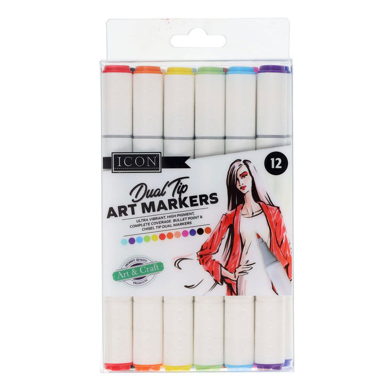 Icon Dual Tip Art Markers - Pack of 12