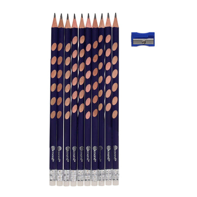 Ormond Finger Fit Hb Triangular Pencils With Sharpener - Pack of 10