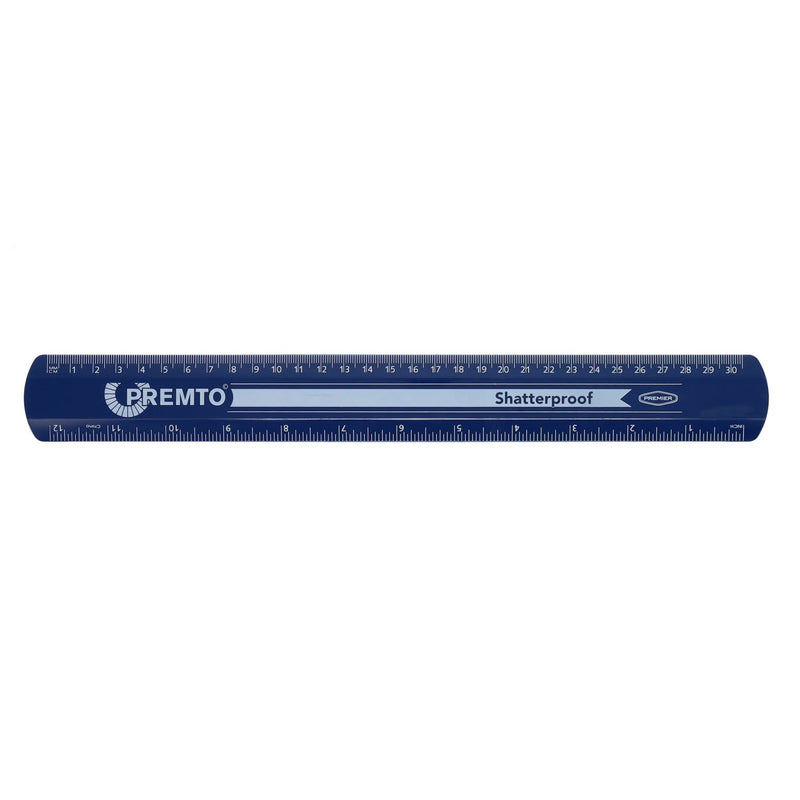 Premto Shatterproof Ruler - 30cm - Admiral Blue