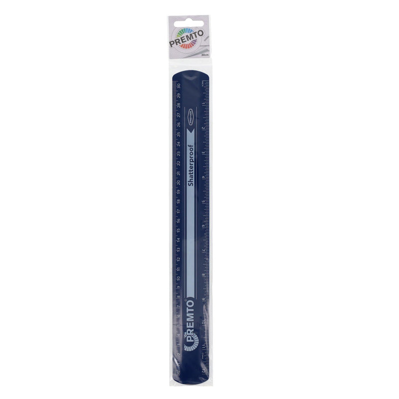 Premto Shatterproof Ruler - 30cm - Admiral Blue