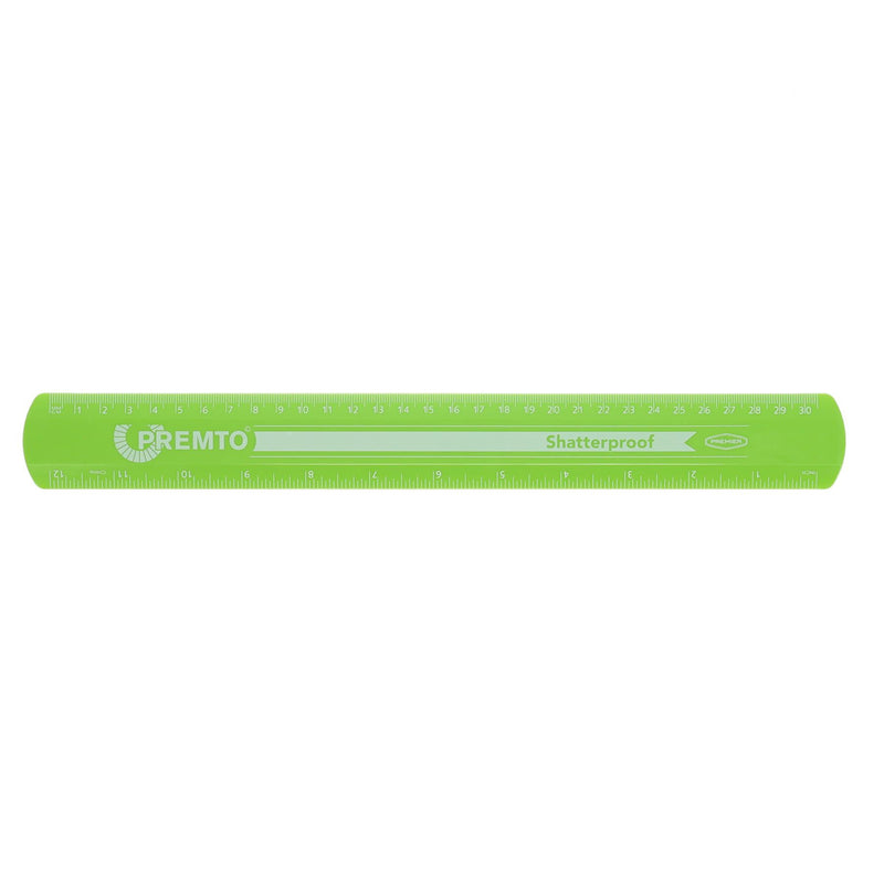 Premto Shatterproof Ruler - 30cm - Caterpillar Green