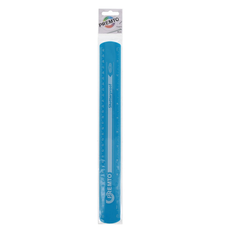 Premto Shatterproof Ruler - 30cm - Printer Blue