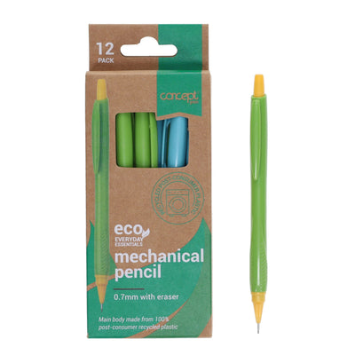 Concept Green Mechanical Pencils With Eraser - 0.7mm - Pack of 12