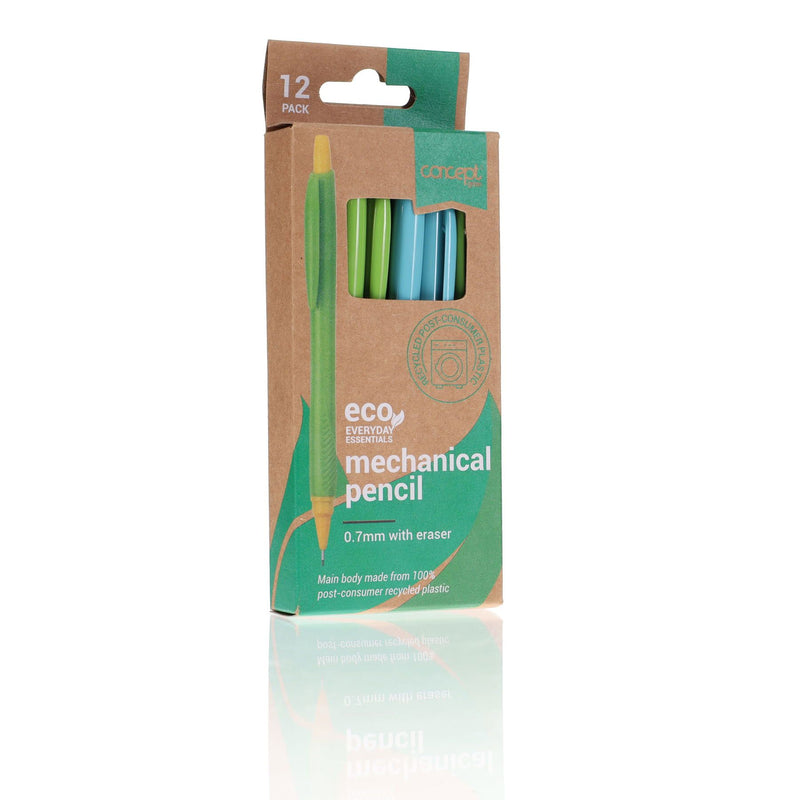 Concept Green Mechanical Pencils With Eraser - 0.7mm - Pack of 12