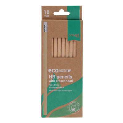 Concept Green HB Pencils with Eraser - Pack of 10